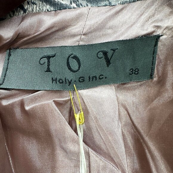 TOV Holy G Blazer Womens Size 38 US 2-4 Black Pink Satin Animal Print Pockets - Picture 7 of 11